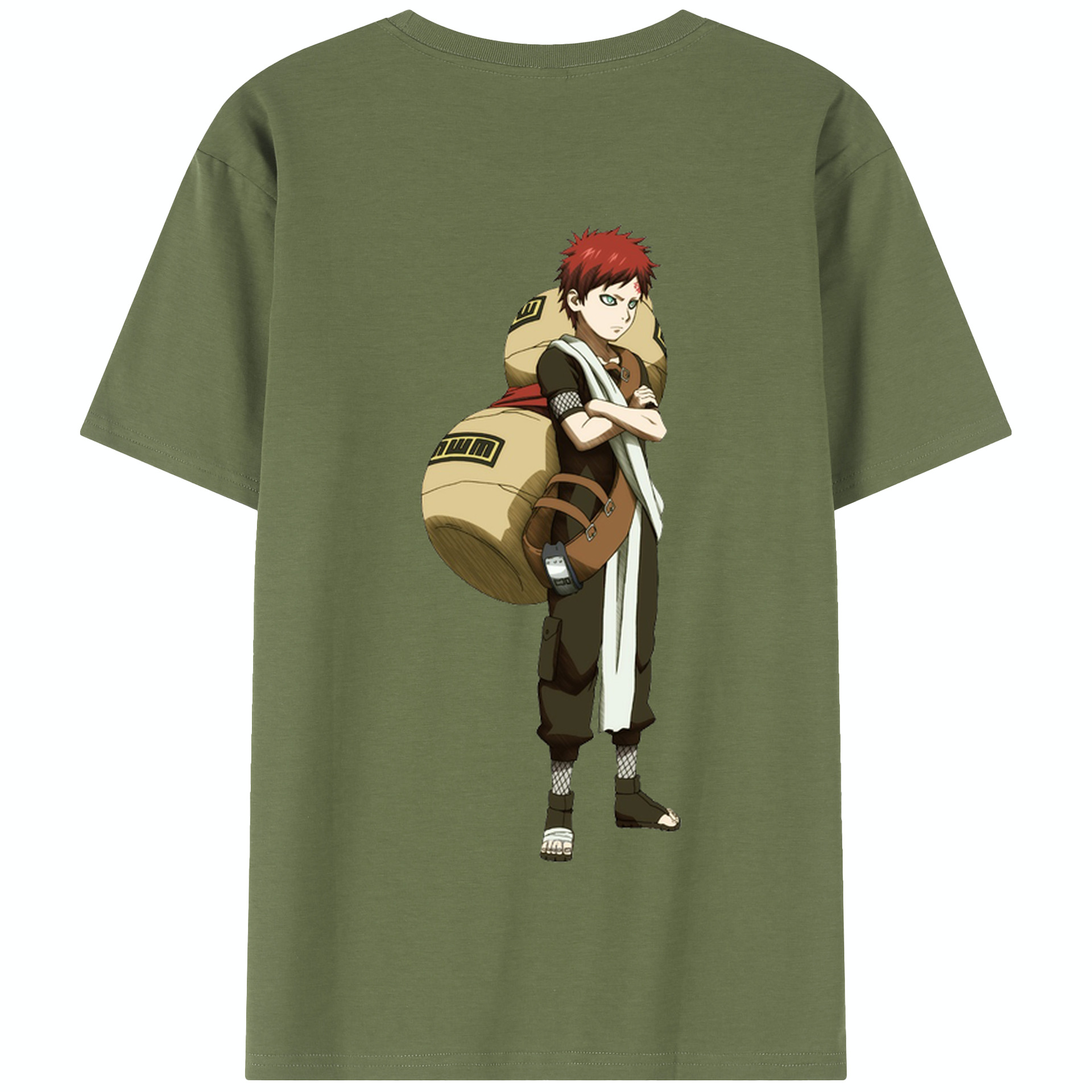 （画像用） NARUTO -ナルト- ガアラ Gaara 綿100％半袖Tシャツ（背面プリント）